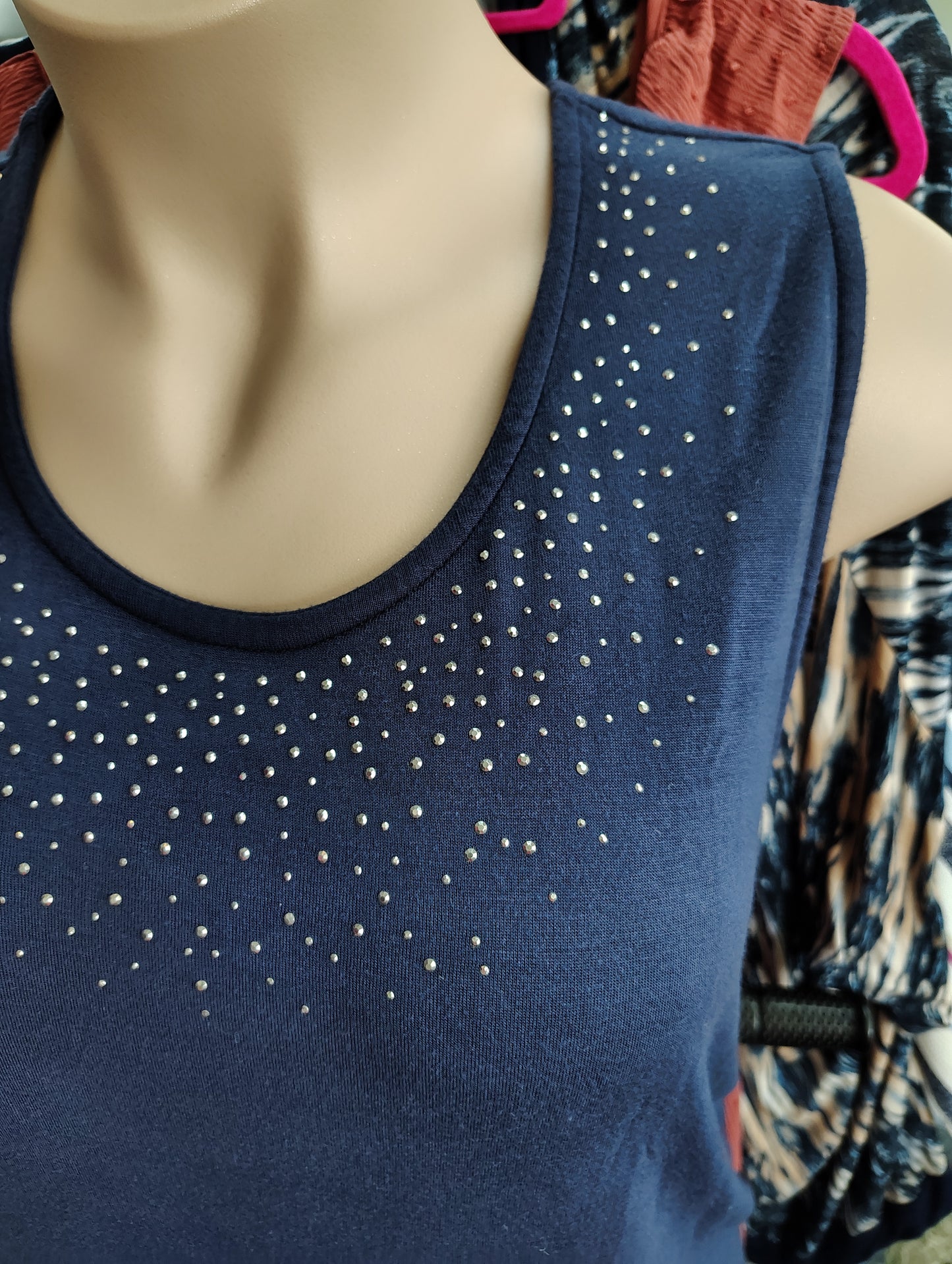 CJ Banks rhinestone blue tank top size 3x