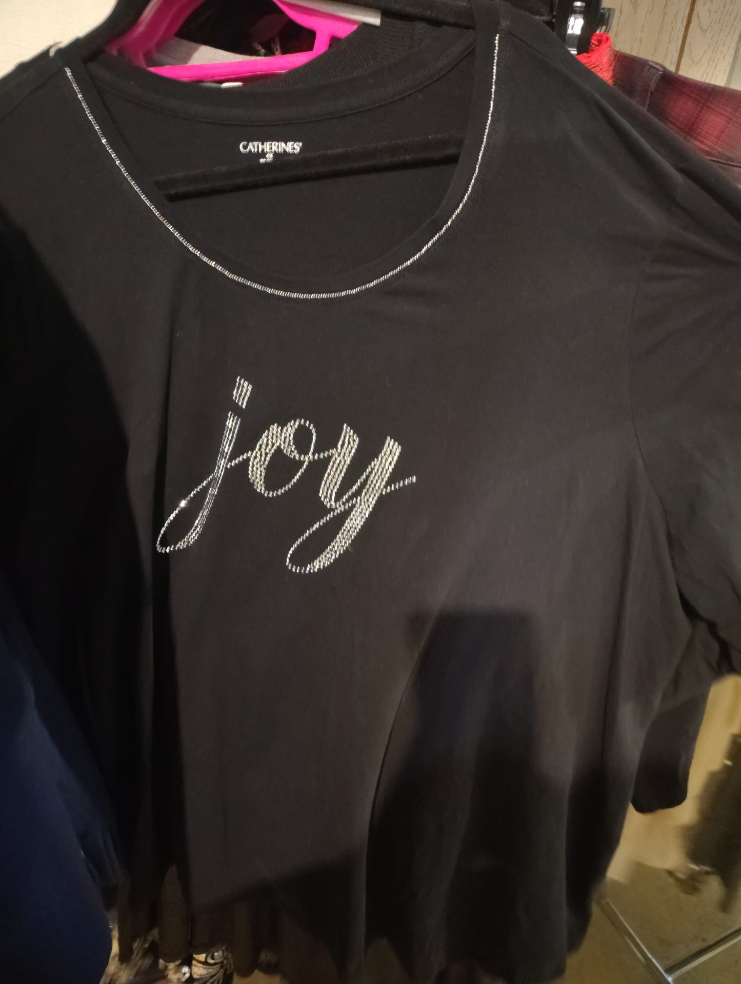 Catherines black Joy blingy ling sleeve top size 4x