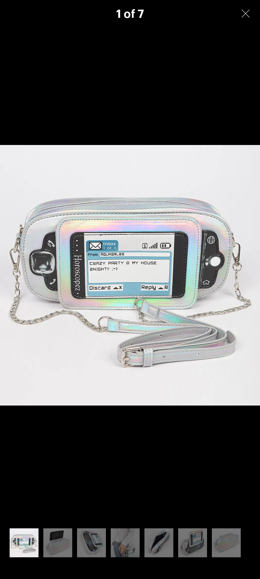 Retro cell phone zip top bag new shiny silver