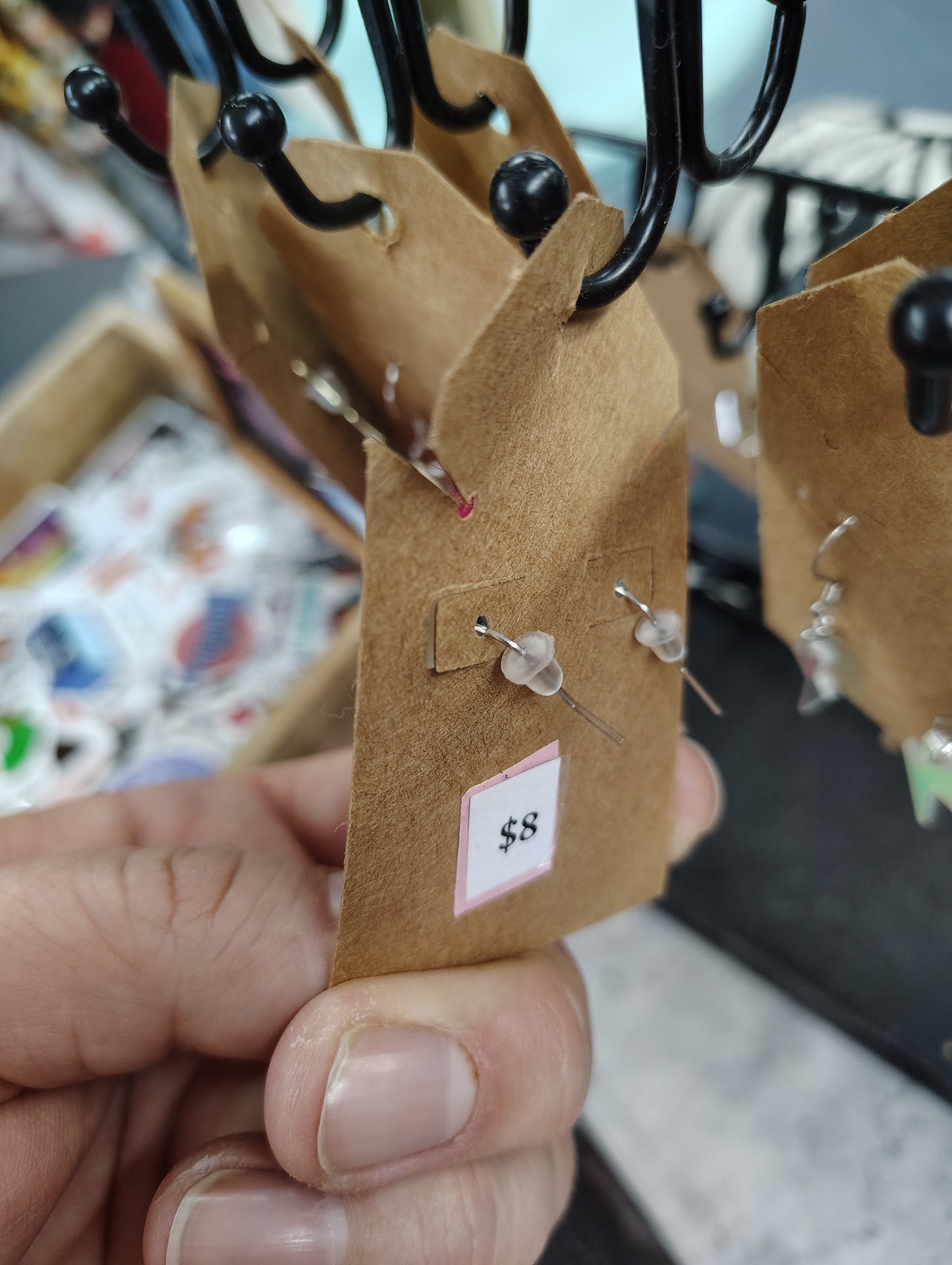 Lightning bolt iridescent stainless steel handmade earrings