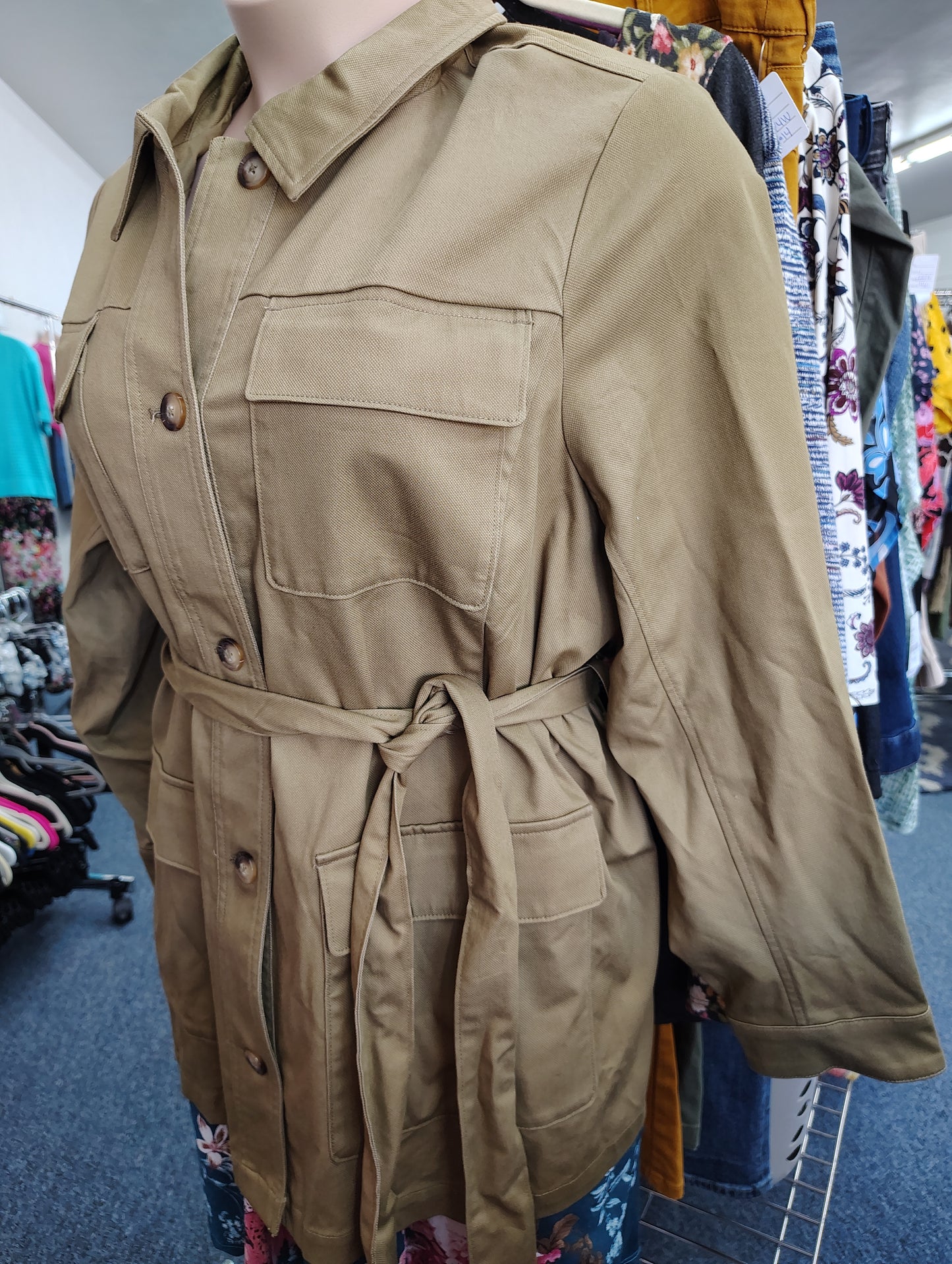 Lane Bryant NWOT green belted utility canvas jacket size 22 3x