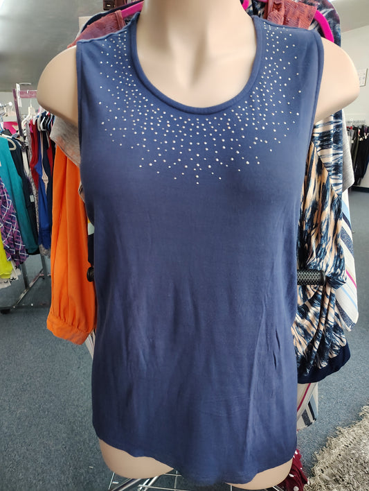 CJ Banks rhinestone blue tank top size 3x