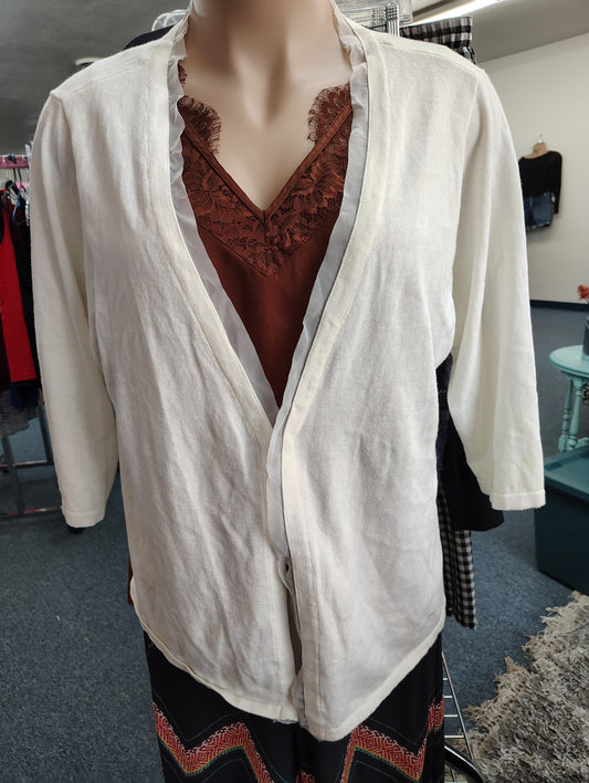 AGB cream cardigan sweater with dot back size 3x
