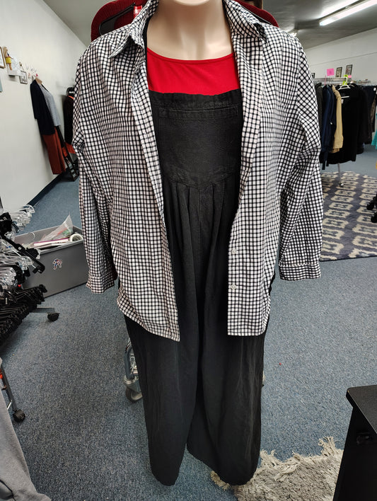 Allison Daley black and white checkered button front shirt 20w 2x