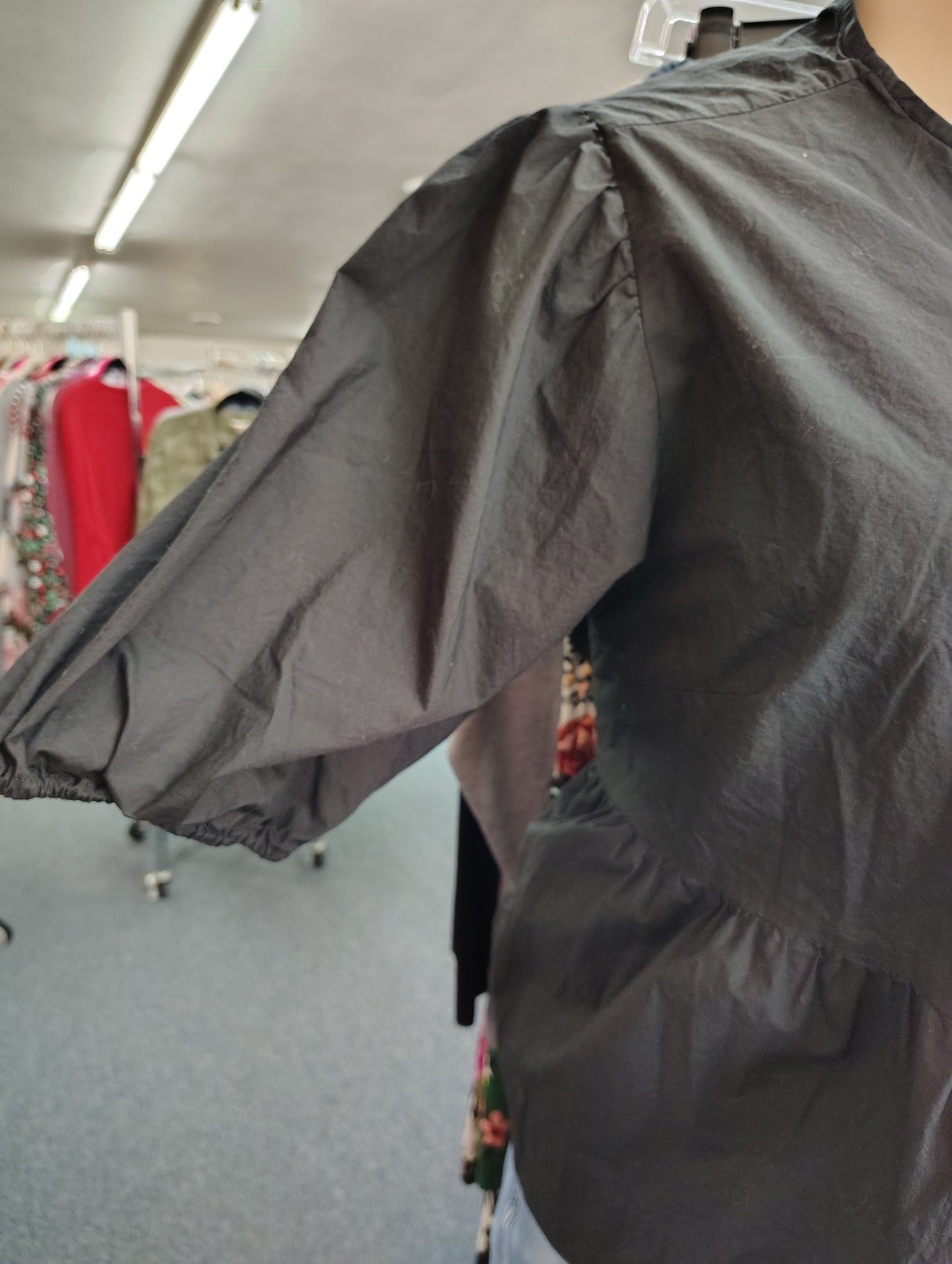 Velvet Heart black bow front babydoll top 2x