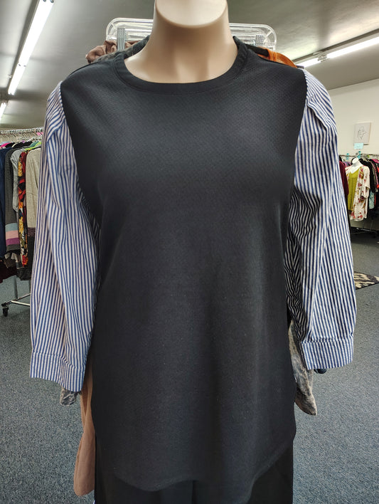 Lane Bryant black 2fer tunic top with striped sleeves 3x