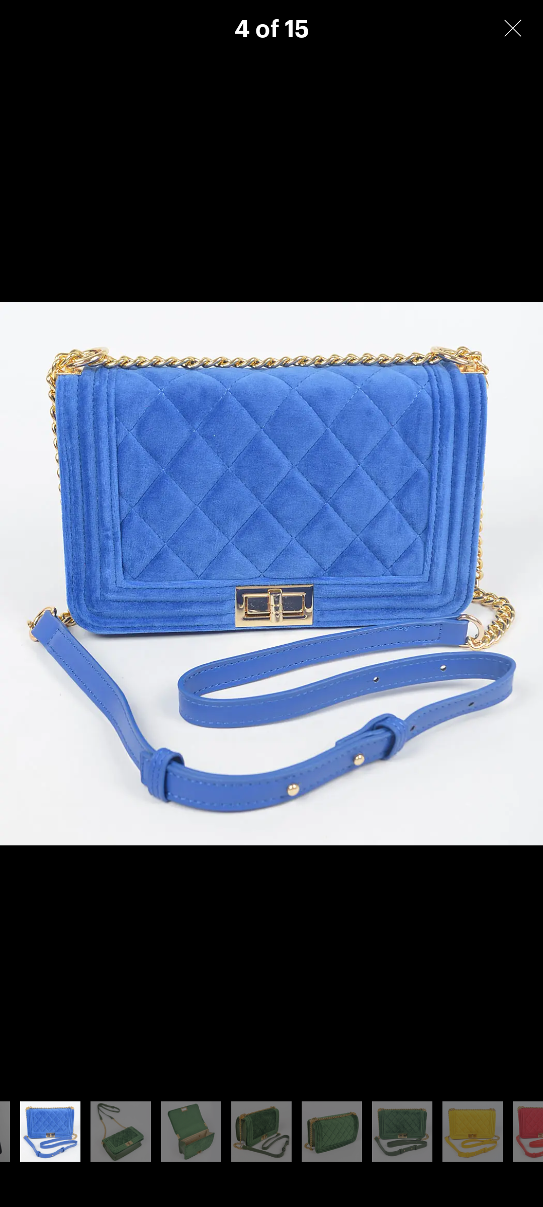 New blue quilted velvet crossbody bag purse