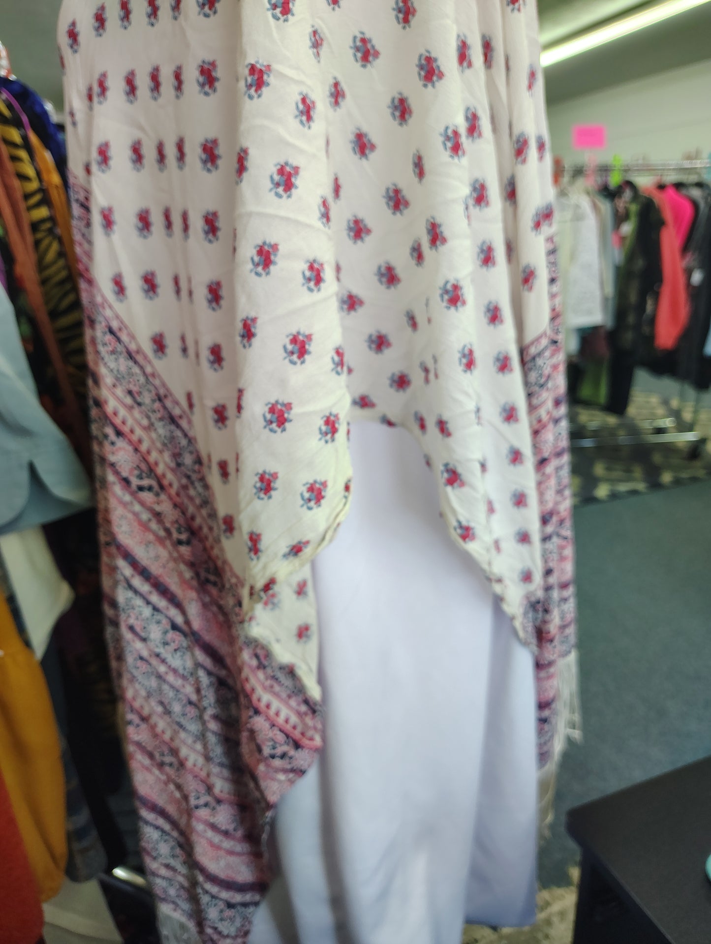 Fringe open front kimono one size