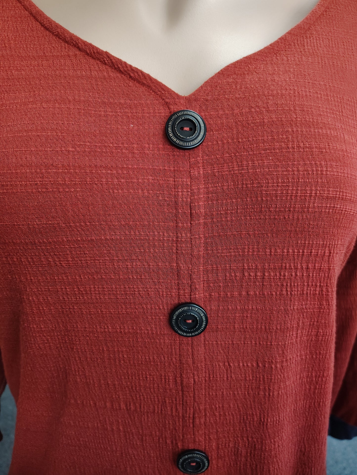 CJ Banks orange buttons drop shoulder top size 3x