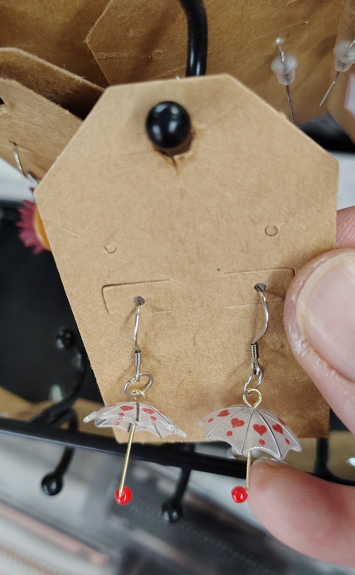 Delicate umbrella handmade dangle earrings