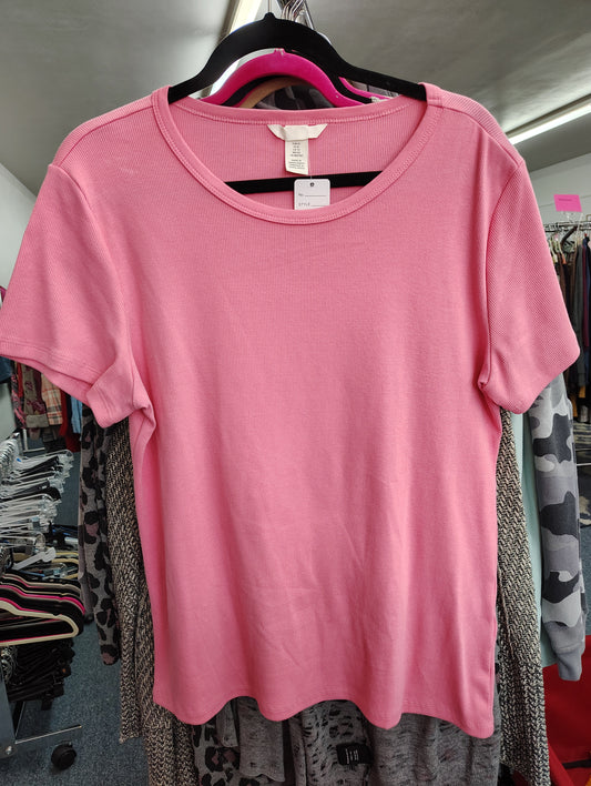 H&M pink ribbed tee size XL