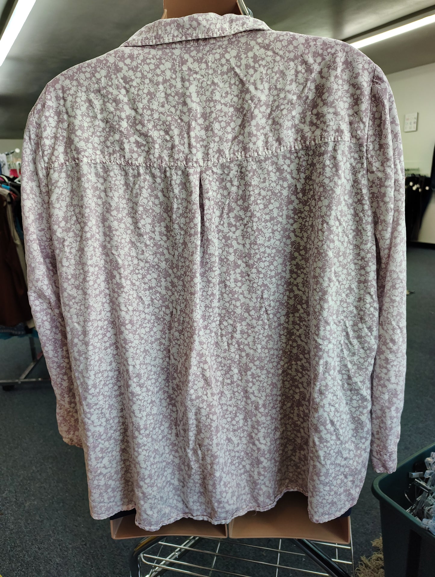Molly & Isadora purple floral button up top size 3x