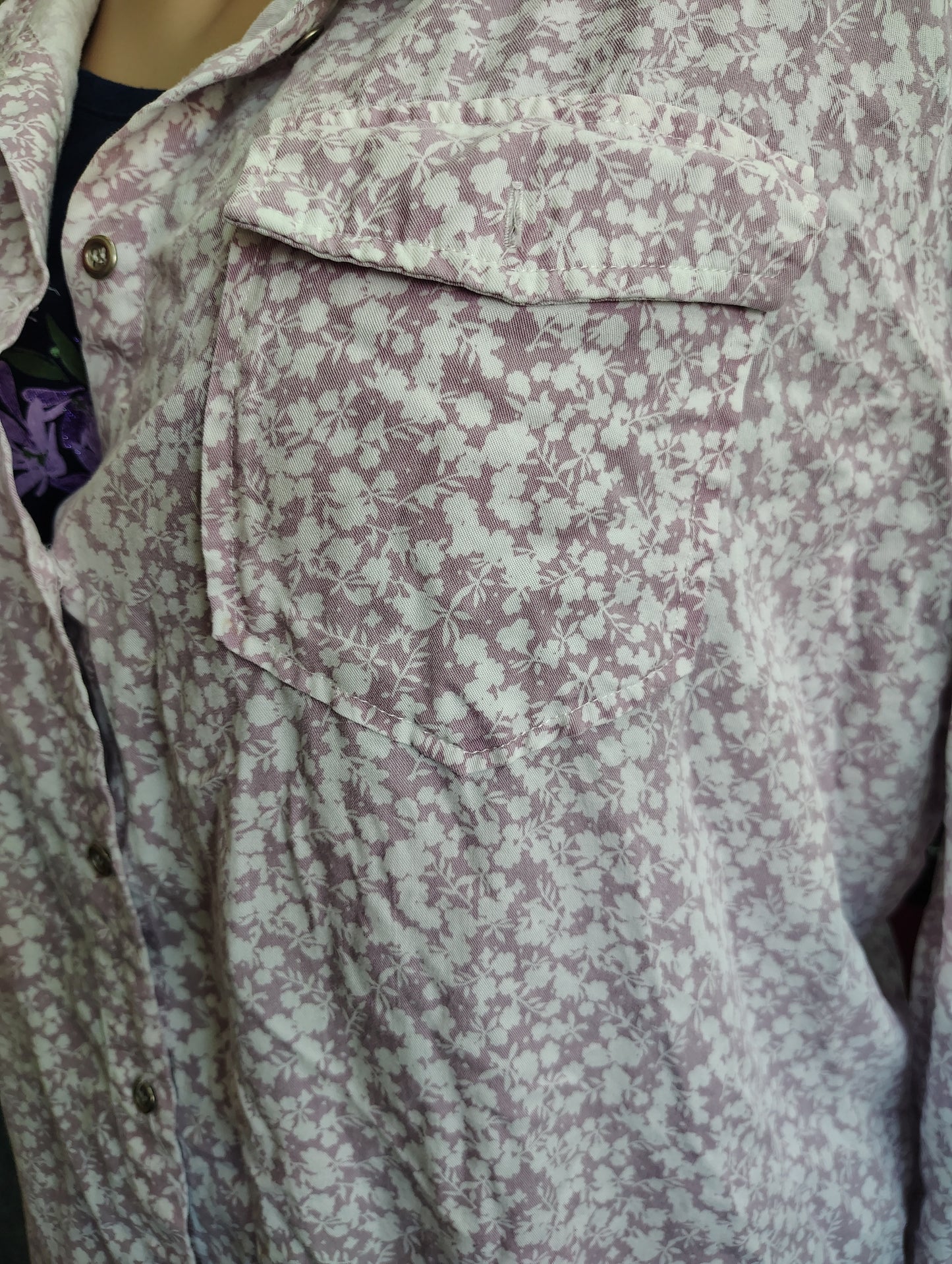 Molly & Isadora purple floral button up top size 3x