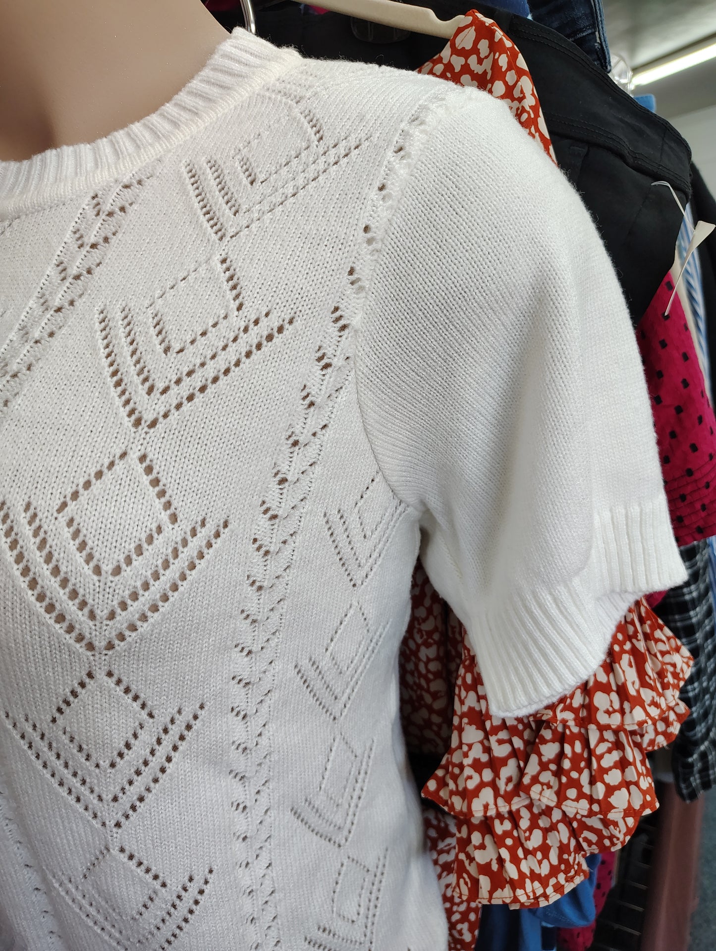 Vicki Wayne retro white short sleeve sweater size 2x