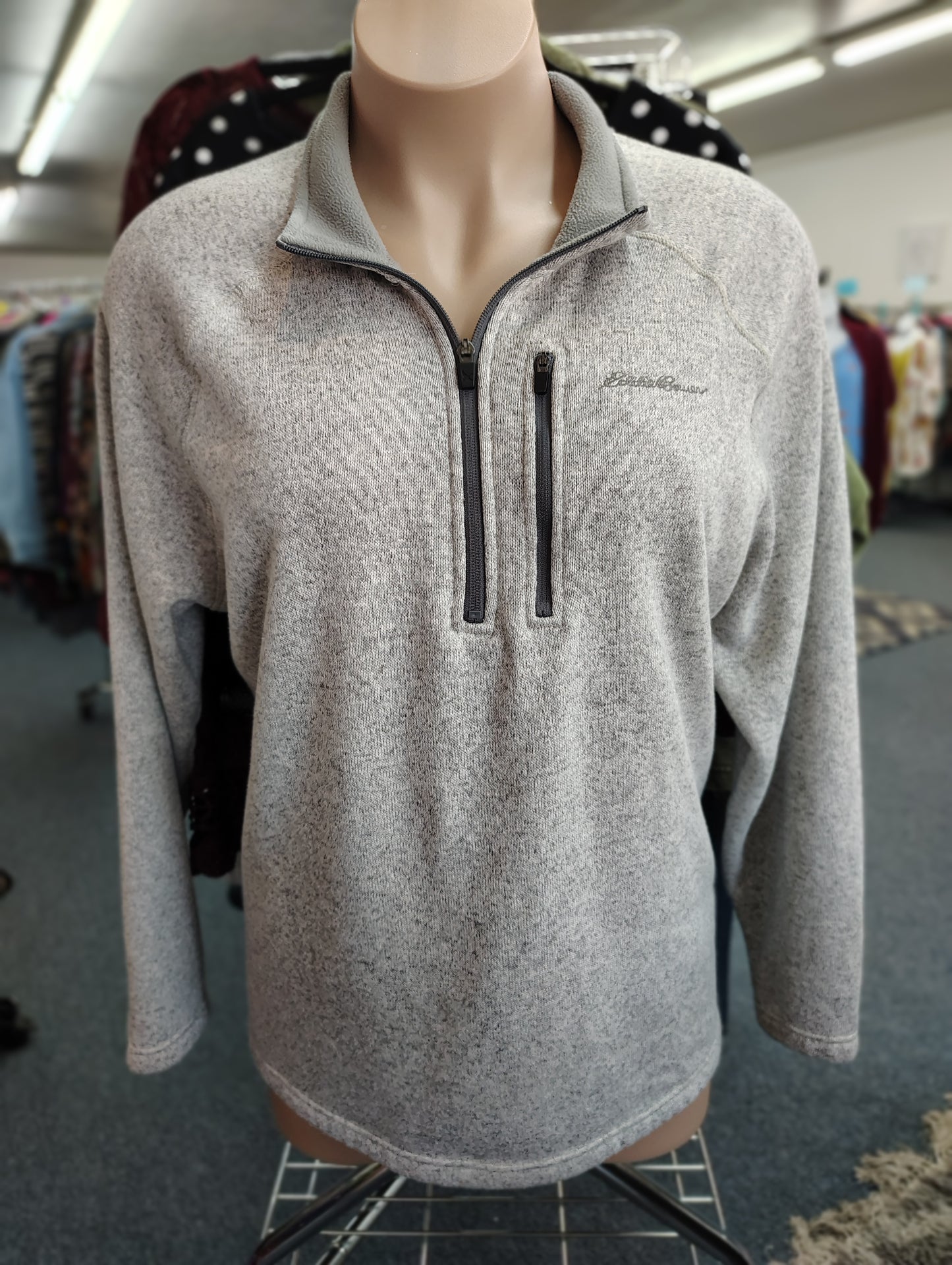 Eddie Bauer gray fleece half zip sweatshirt size xl