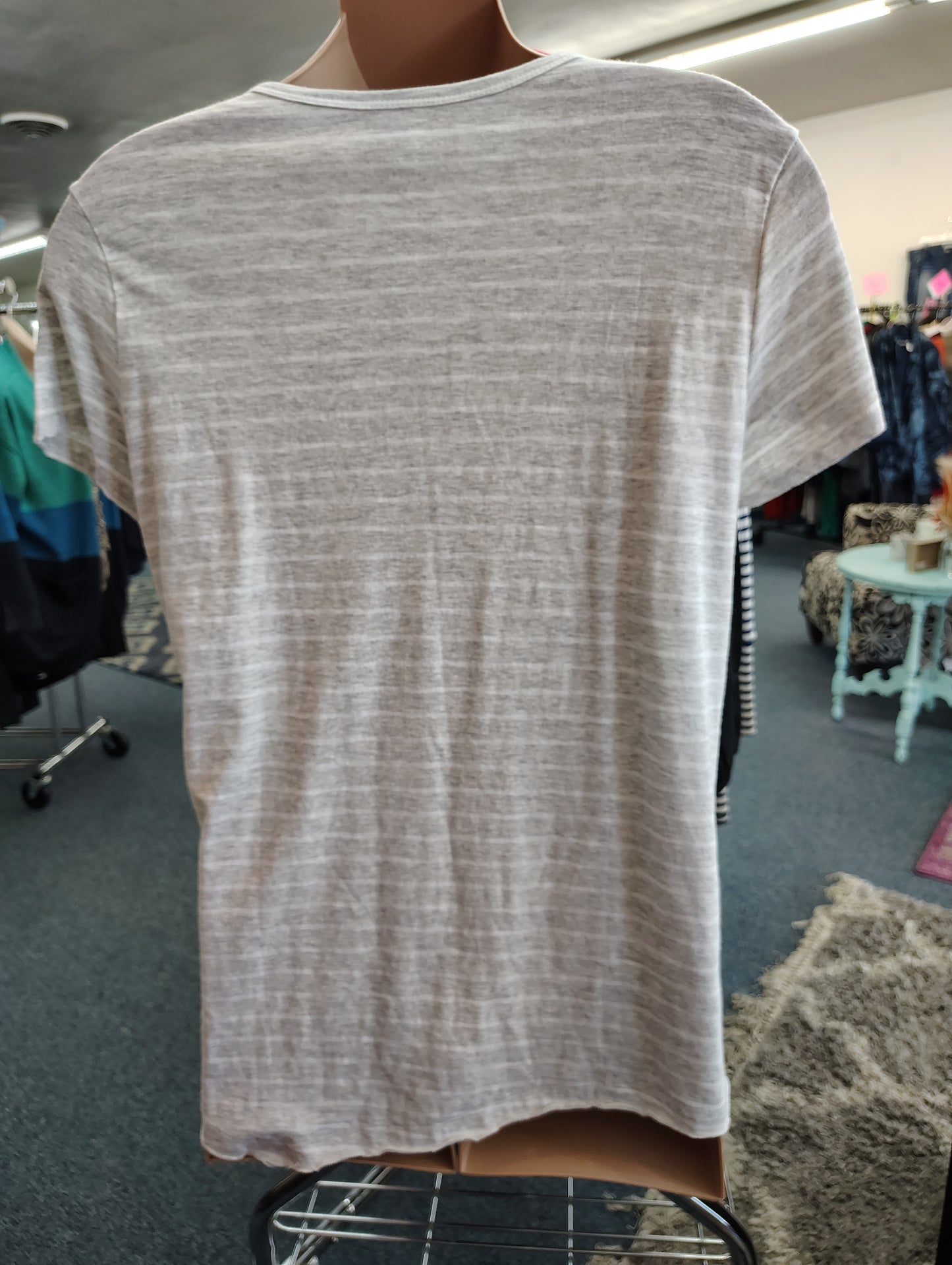 Westbound gray striped tee with lace bottom size 1x