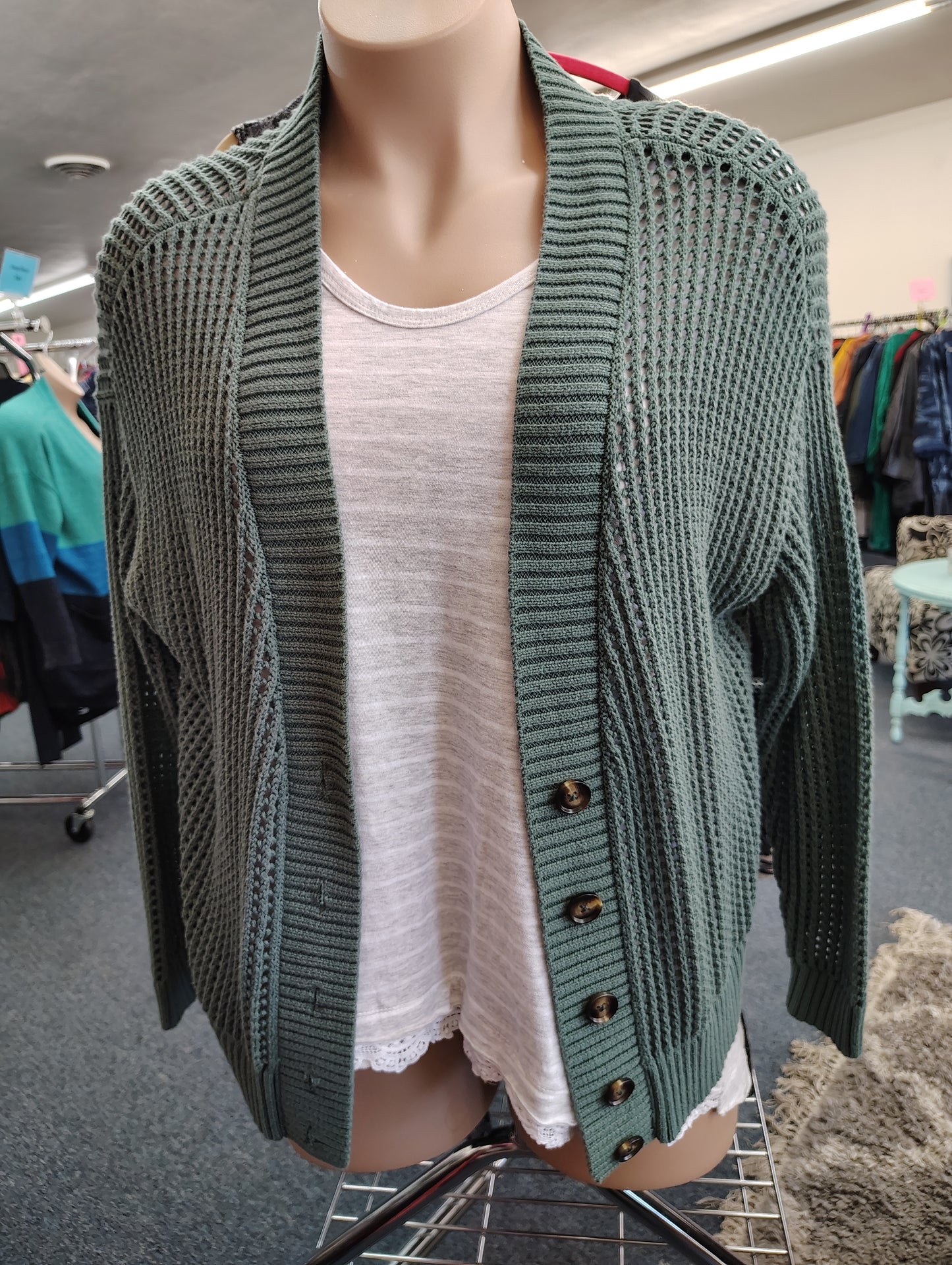 Westbound gray striped tee with lace bottom size 1x