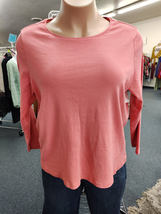 CJ Banks coral 3/4 length sleeve tee size 1x
