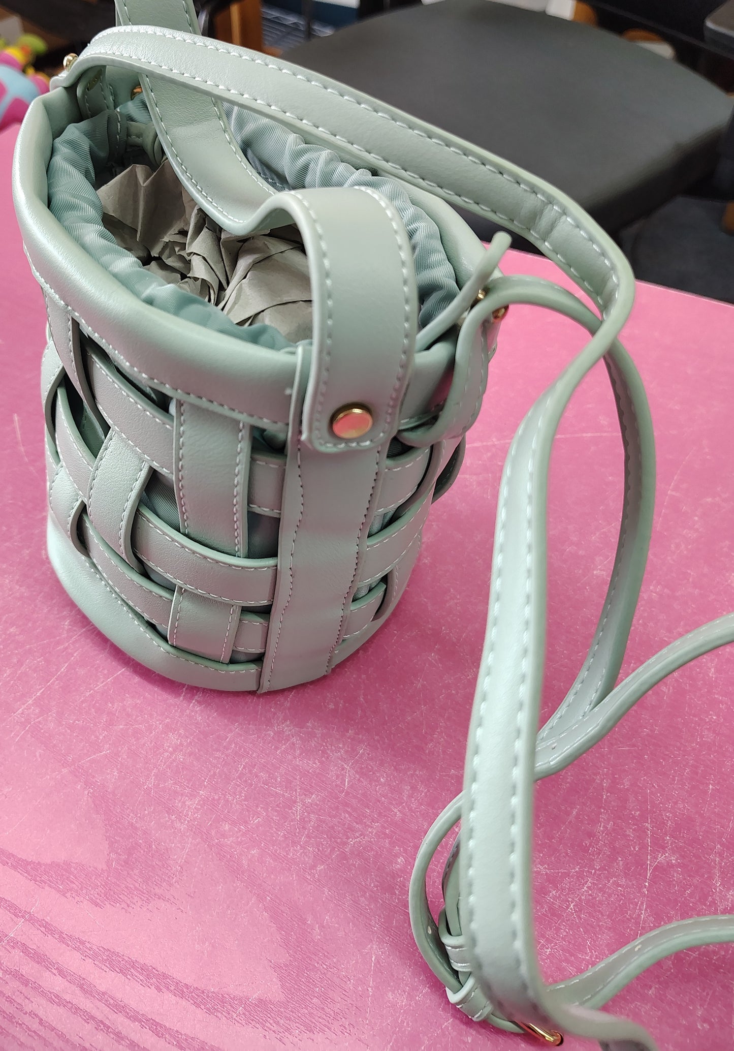 Light blue bucket bag with crossbody strap new