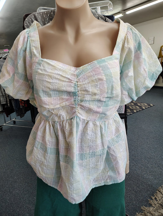 Old Navy plaid babydoll crop top size 4x