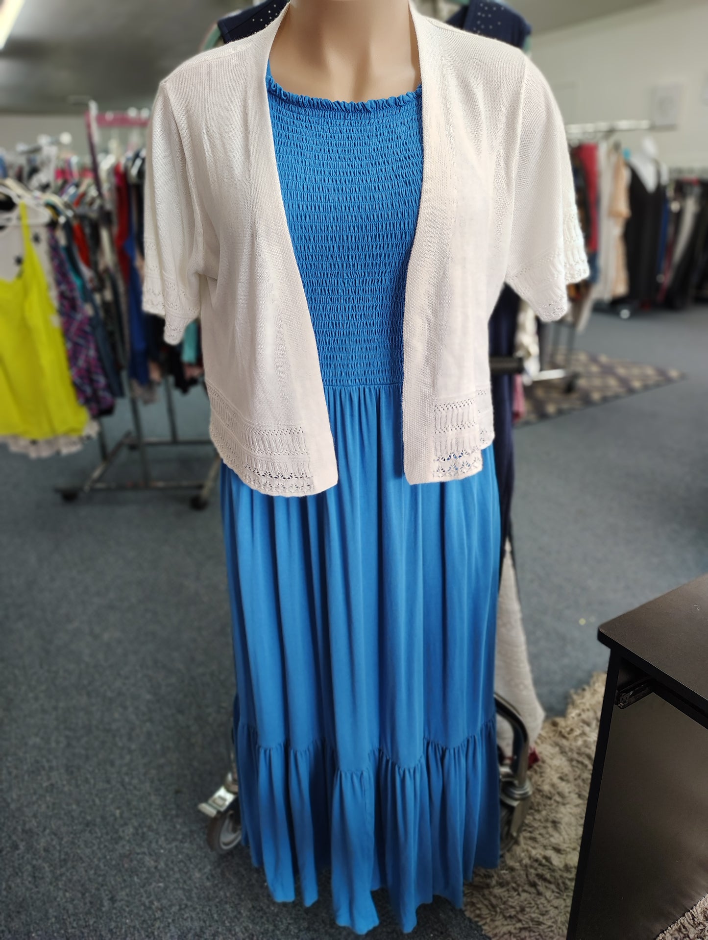 Ronnie Bee white cardigan sweater short sleeve size 2x