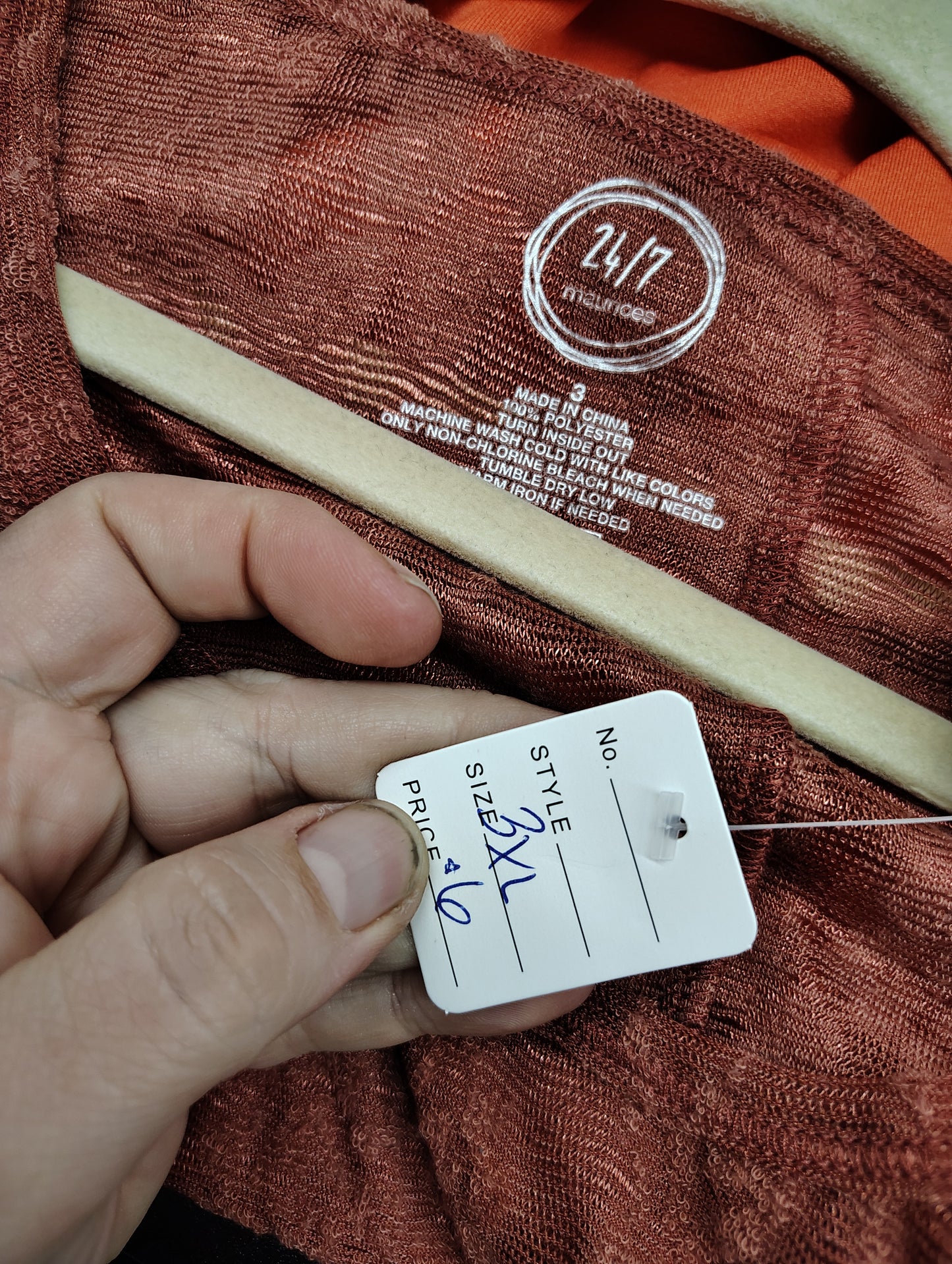 Maurices lightweight lace long sleeve rust top 3x