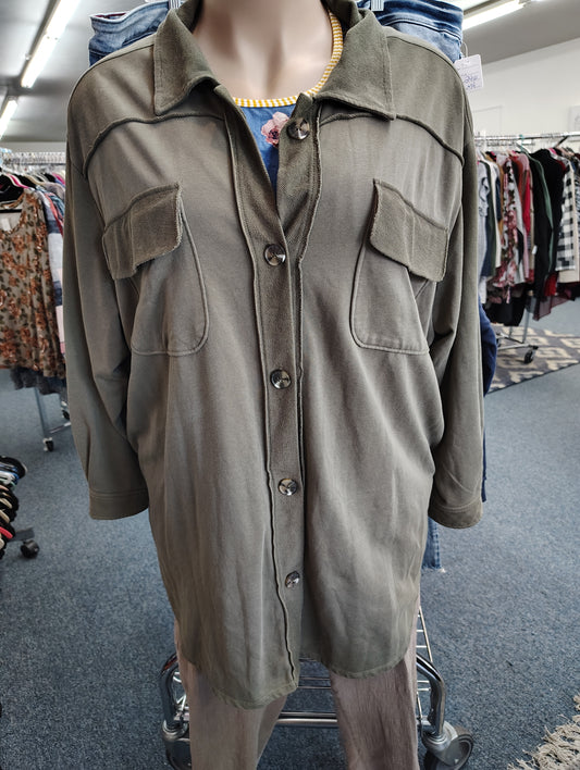 Maurices olive green knit long shacket size 3x