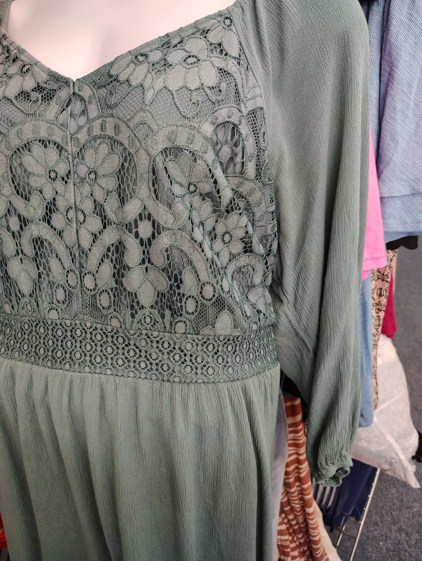 Maurices teal mini dress with lace chest 4x