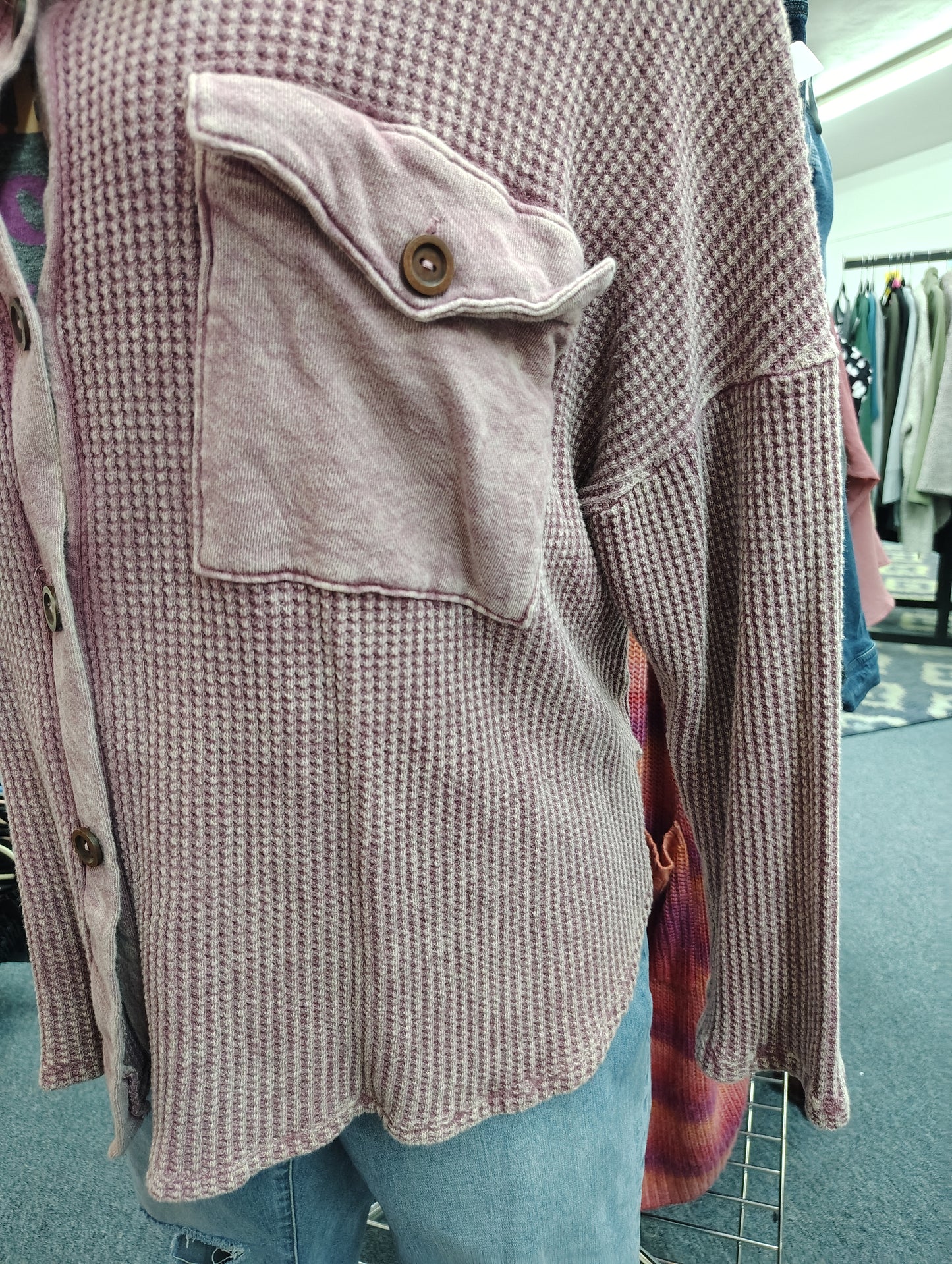 Bucketlist thermal maroon shacket size 3x