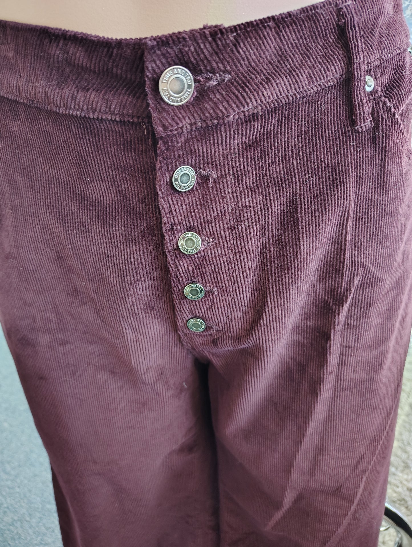 Time & Tru purple wide leg cropped corduroy pants size 16