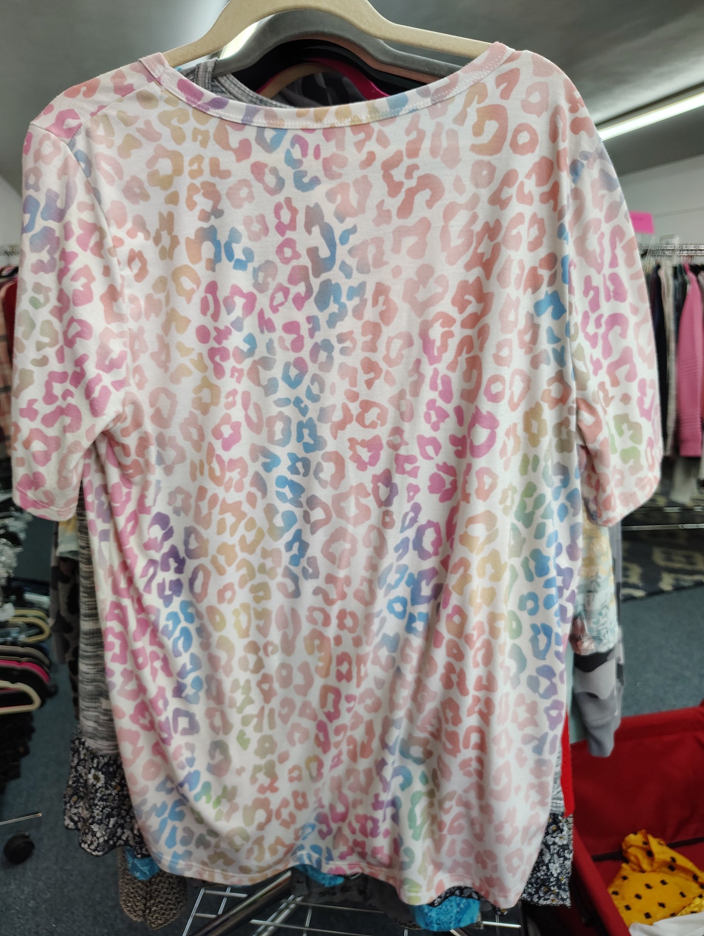 Bibi rainbow colored animal print tee size XL