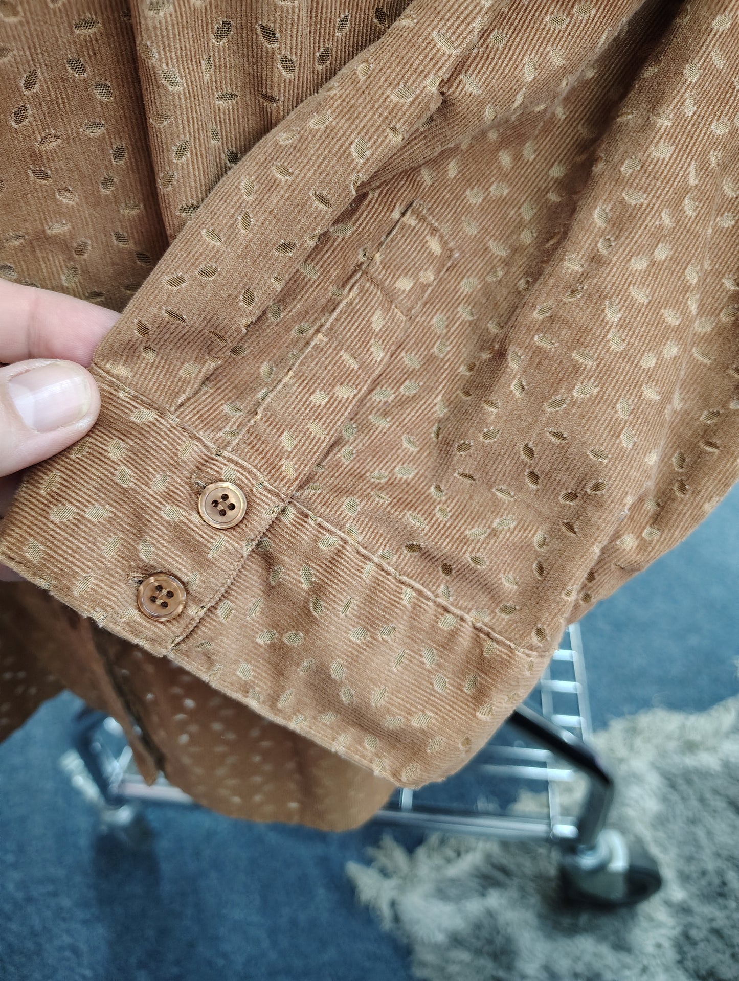 Liz & Me brown pattern corduroy button front shirt size 5x