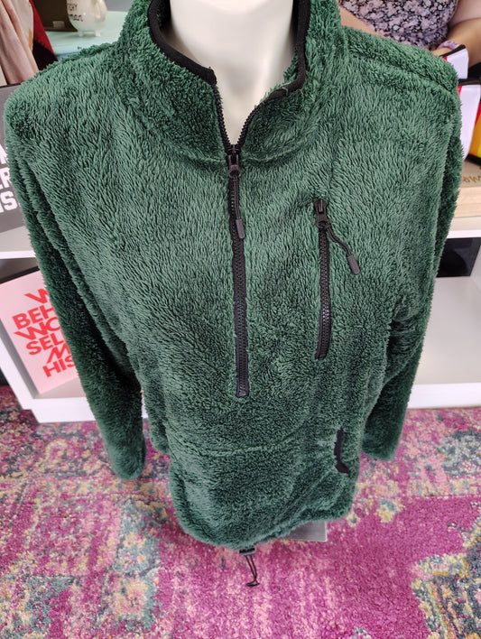 No Boundaries NWT green fuzzy sherpa half zip sweatshirt xxl