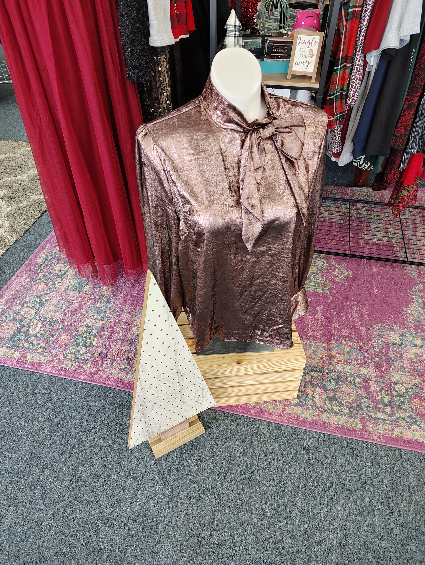 Ryegrass shiny rose gold bow holiday to size xxl