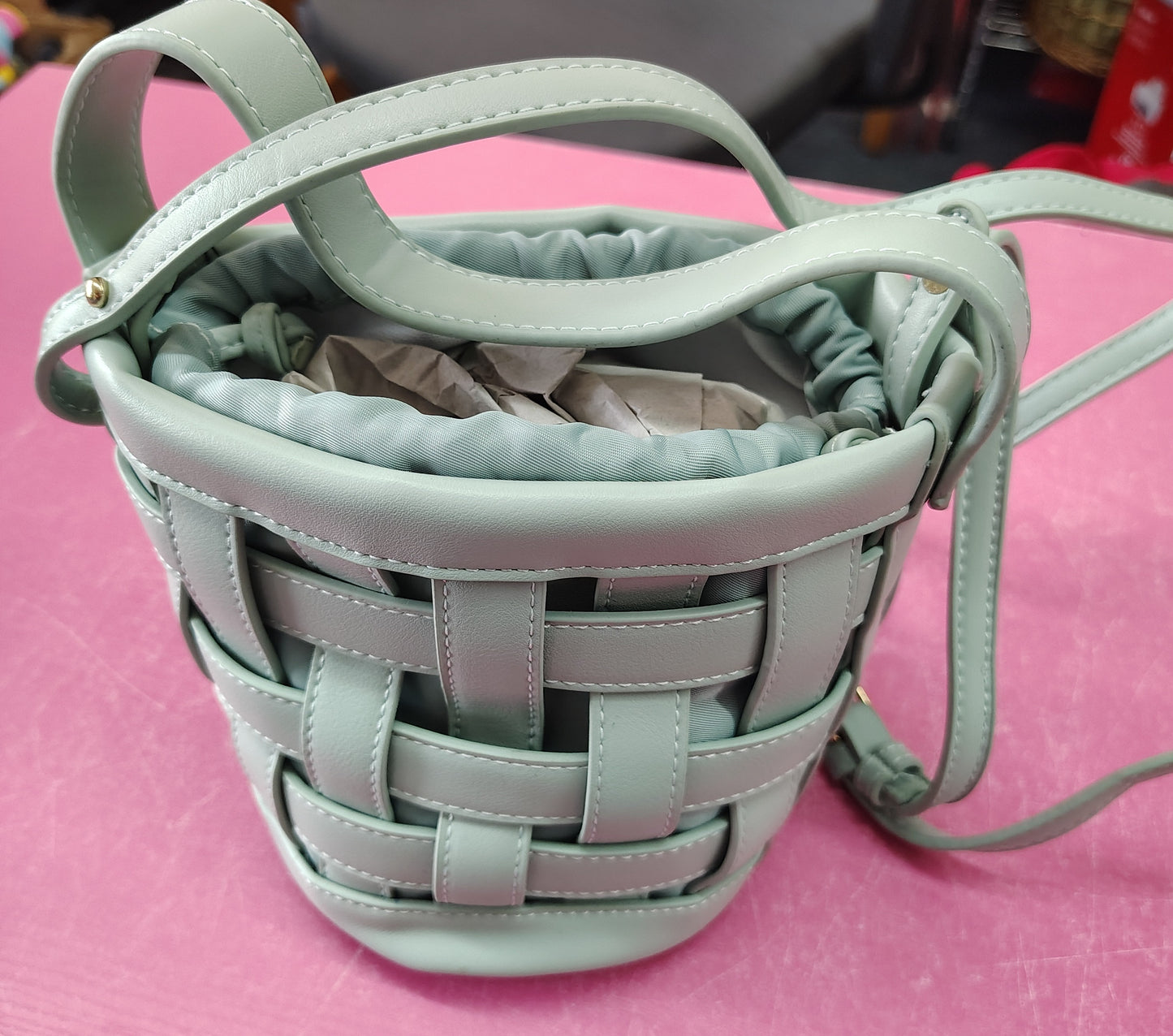 Light blue bucket bag with crossbody strap new