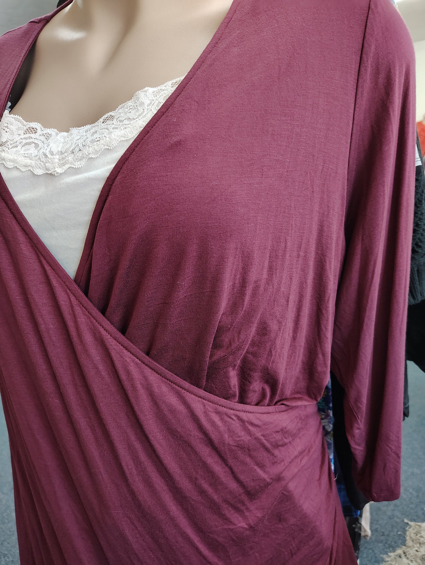 Lane Bryant NWT maroon cross front knit top 4x