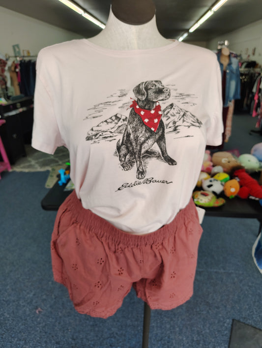 Eddie Bauer pink dog graphic tee size XL