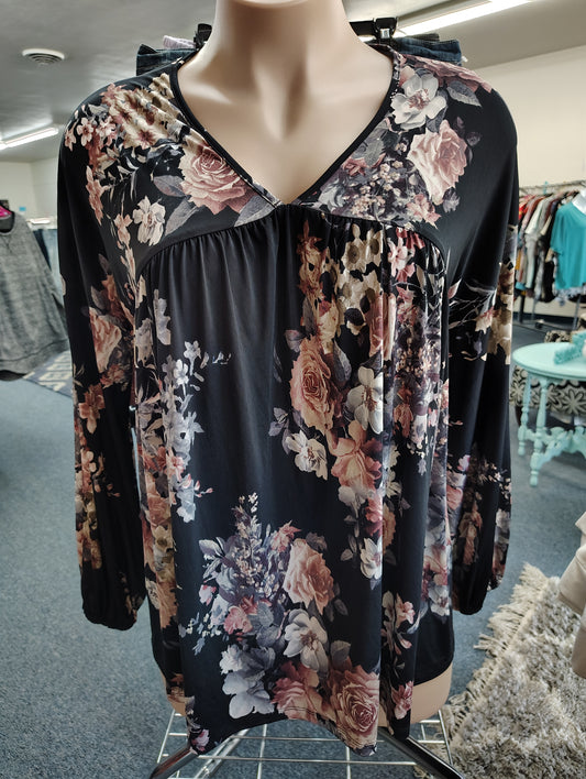 White Birch floral knit fall top size 3x