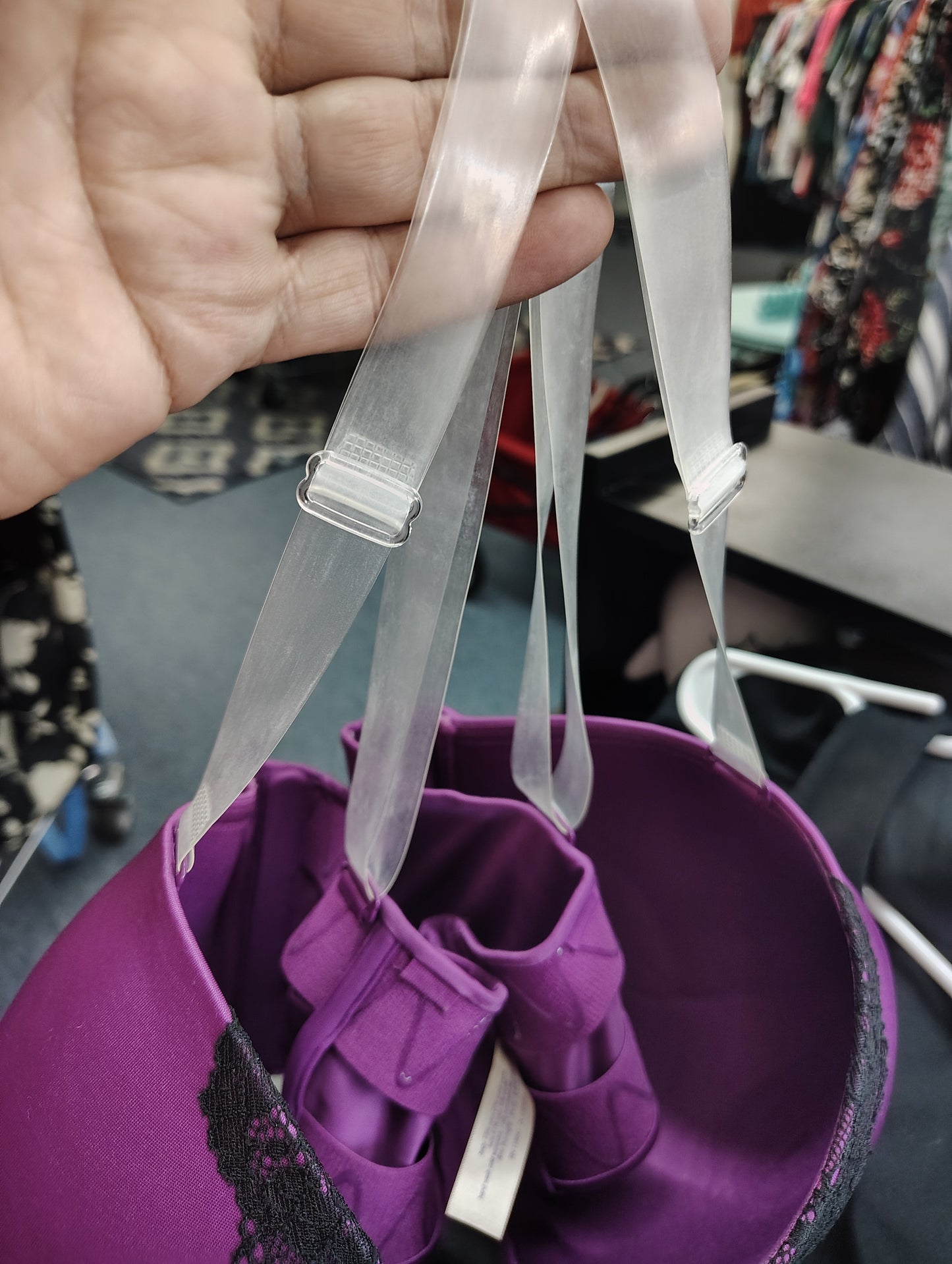 Cacique purple strapless bra with lace size 42F