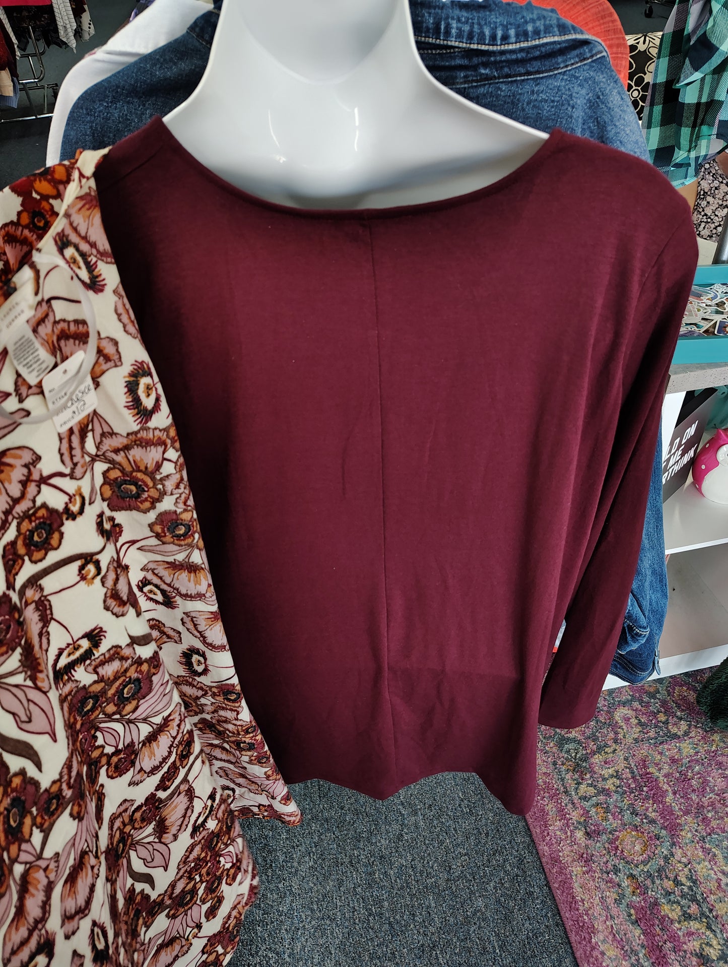 Zenana maroon henley soft top size 2x