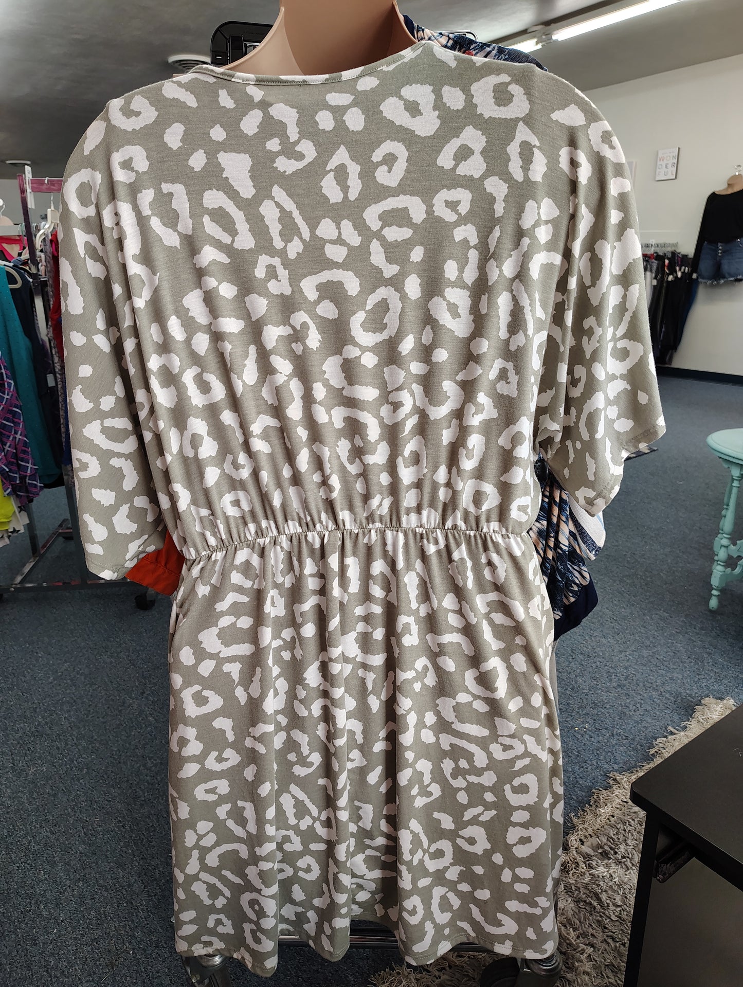 Perfect Peach leopard print green mini dress 3x