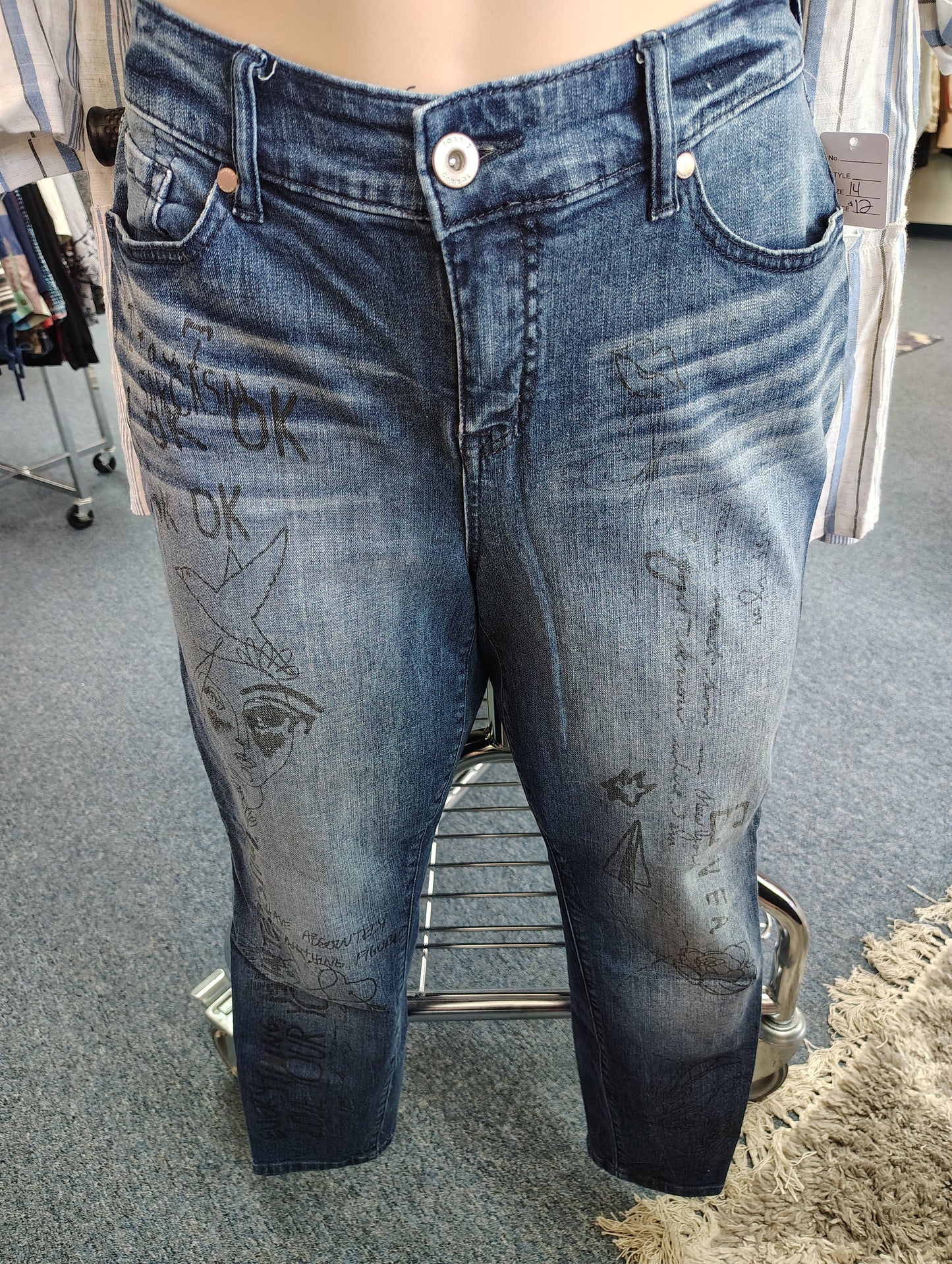 Torrid skinny denim with drawings size 14 short