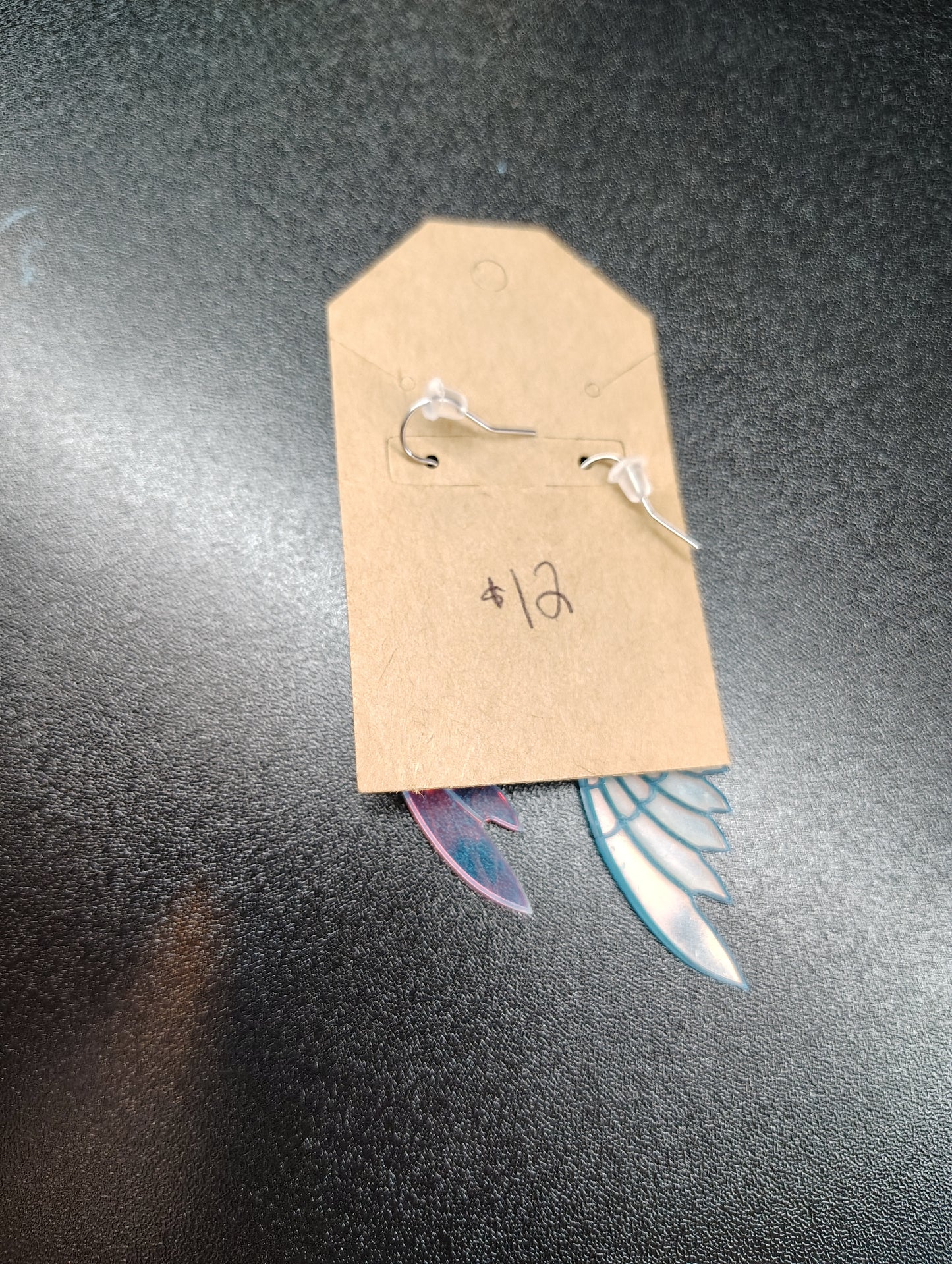 Iridescent lightweight wing earrings handmade