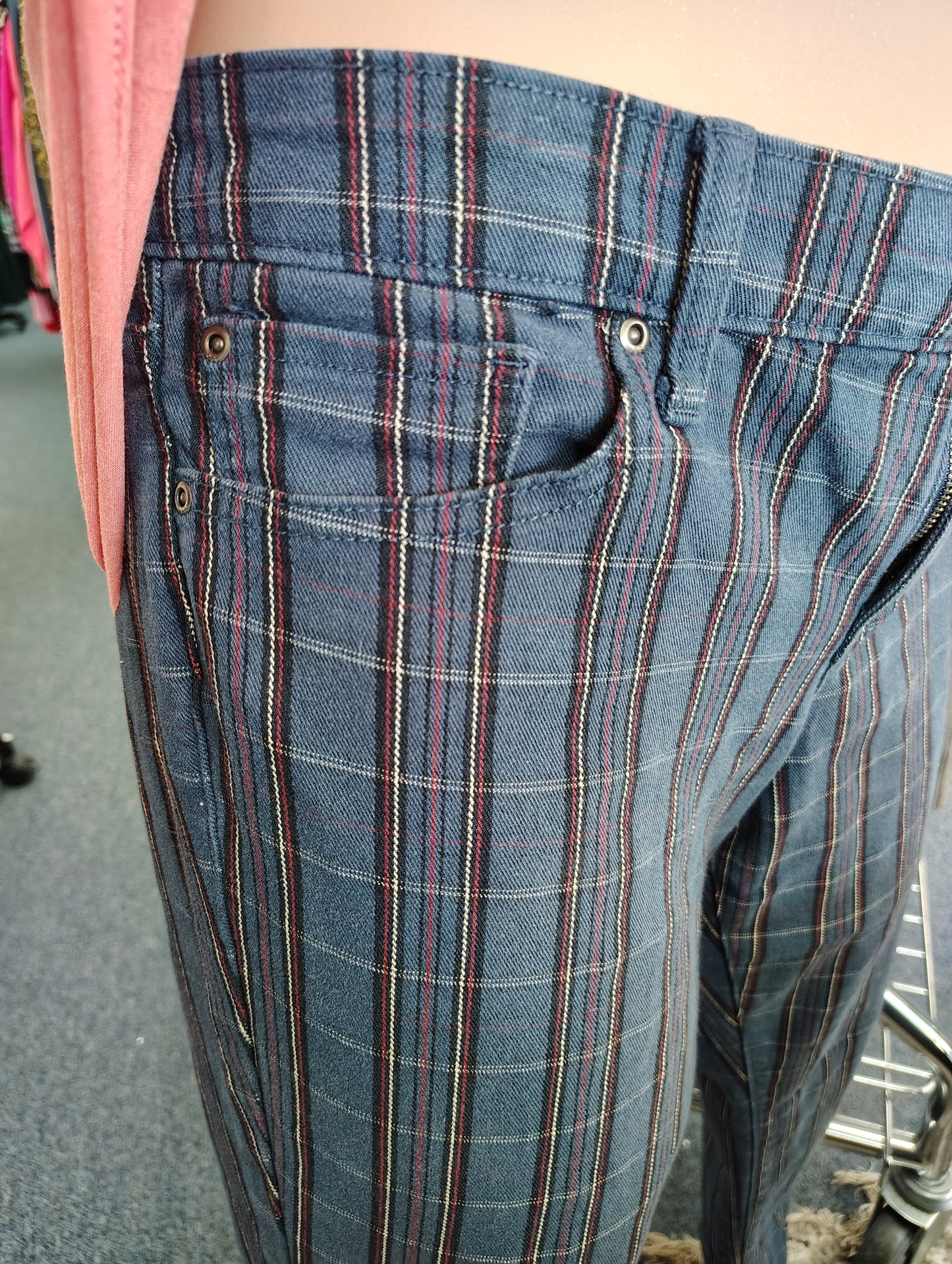 Gap 1969 Always Skinny plaid retro jeans size 16