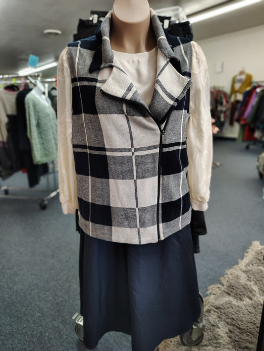 Chaps plaid size zip knit vest size 2x