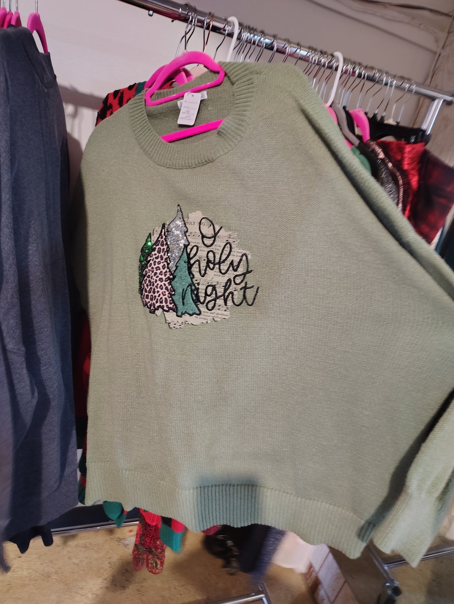 Love In Faith green O Holy Night Christmas sweater size 4x