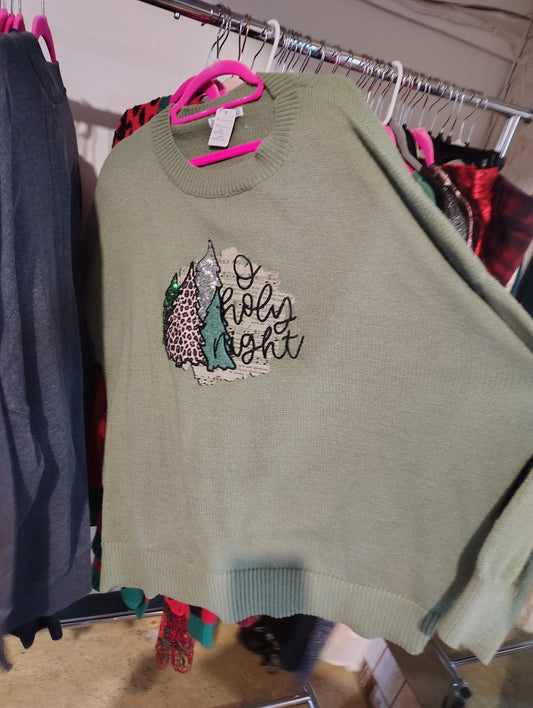Love In Faith green O Holy Night Christmas sweater size 4x