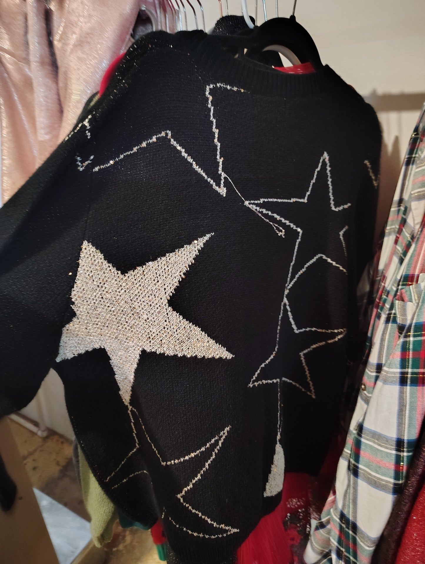 Northstyle black sweater with silver stars size 2x