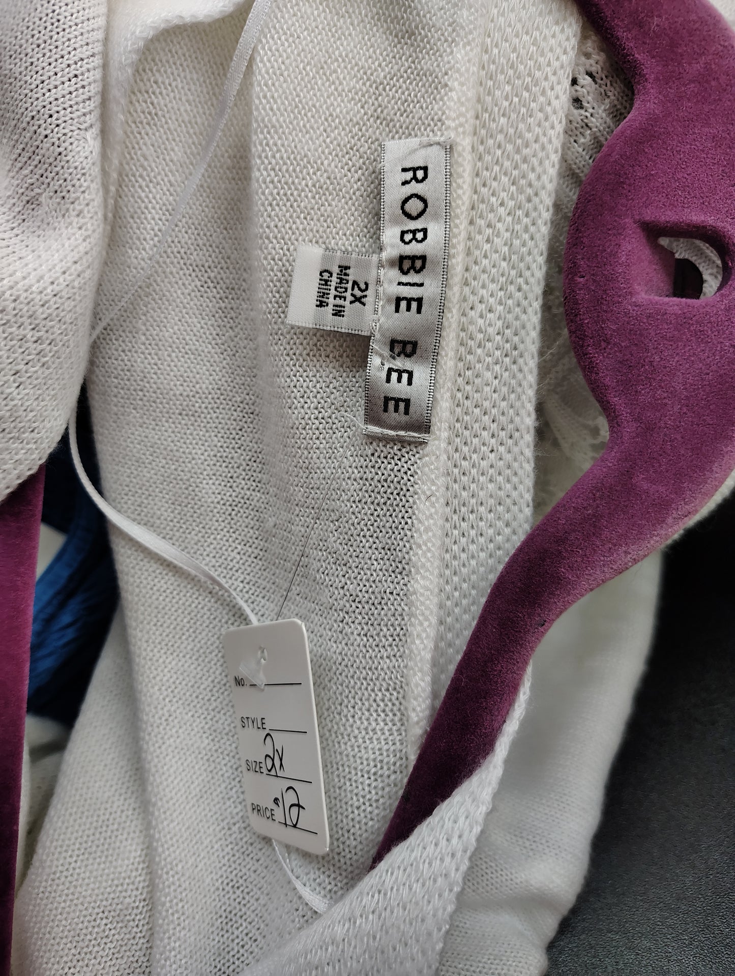 Ronnie Bee white cardigan sweater short sleeve size 2x