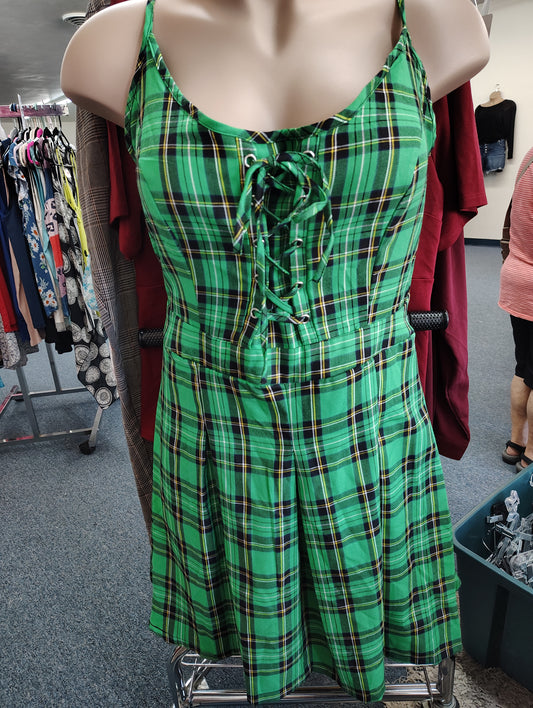 Hot Topic NWT green plaid corset schoolgirl dress size 3x